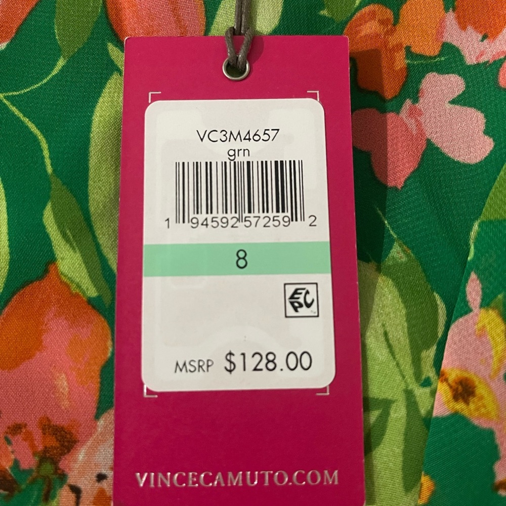 NWT Vince Camuto Green Floral Shift Dress Sz 8 Summer Vacay Party Date Resort - Picture 9 of 13